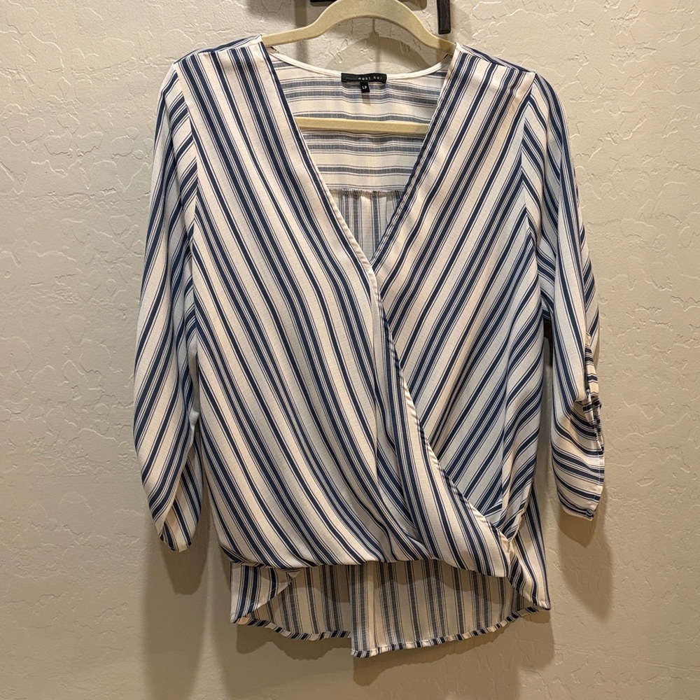 West Kei Navy and White Striped Blouse